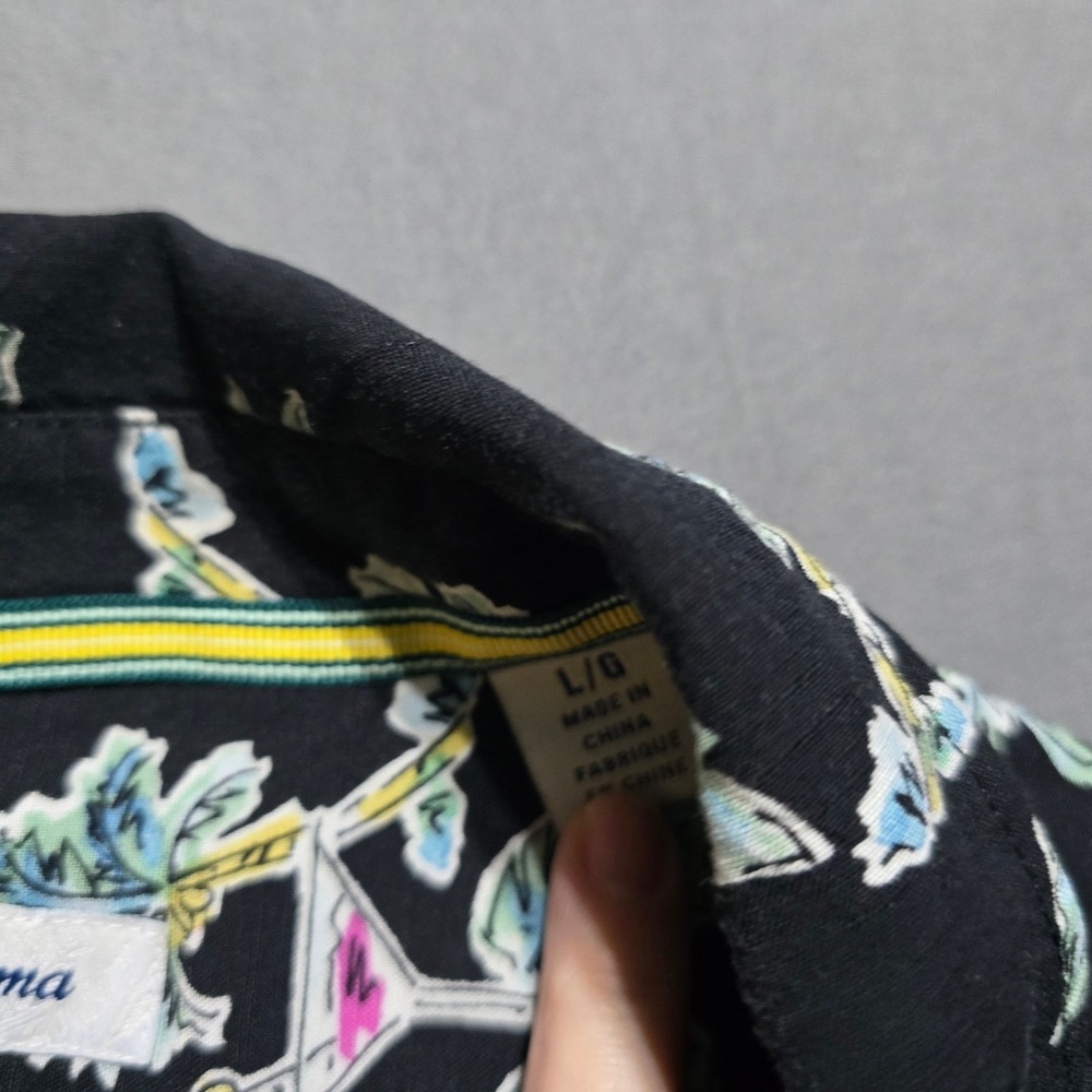 Tommy Bahama Men's Black Cocktail Palm Tree Short Sleeve Button Up Shirt Large - Picture 2 of 8